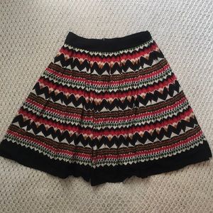 Anthropologie A-Line silk patterned skirt